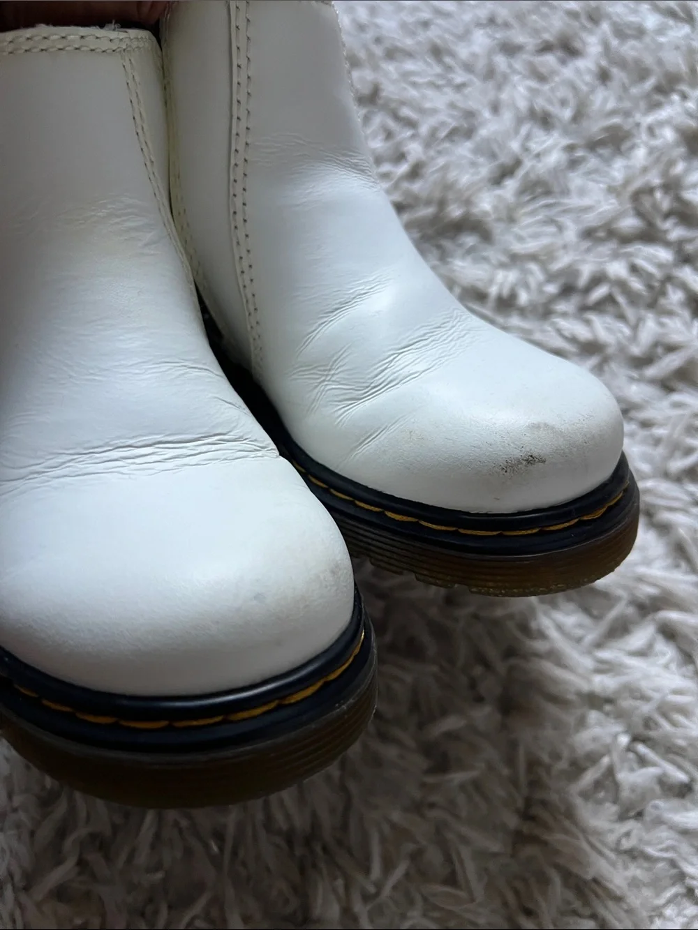 Dr. Martens White Leather Chelsea Ankle Booties
